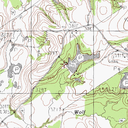 Topographic Map of Lucky Lake Dam, TX