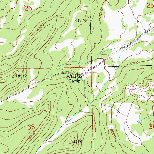 Topographic Map of Winter Camp, CO
