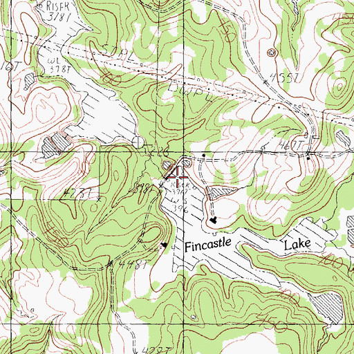 Topographic Map of Fincastle Lake Dam, TX