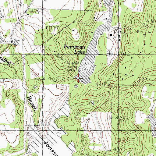 Topographic Map of Perryman Lake Dam, TX