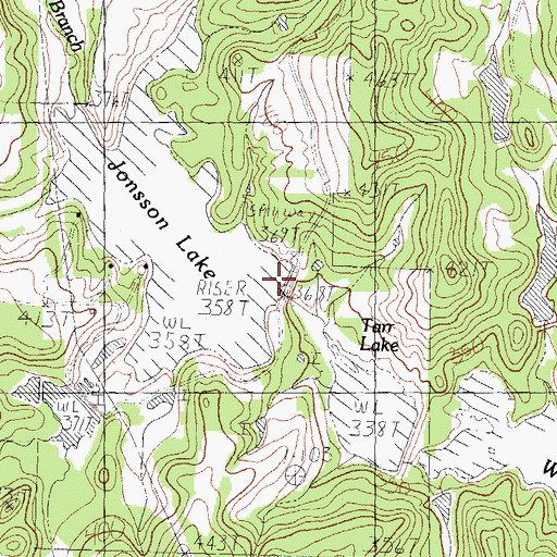 Topographic Map of Jonsson Lake Dam, TX