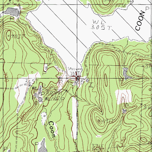 Topographic Map of Coon Creek Lake Dam, TX