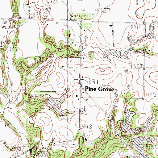 Topographic Map of Adams Lake Dam, TX