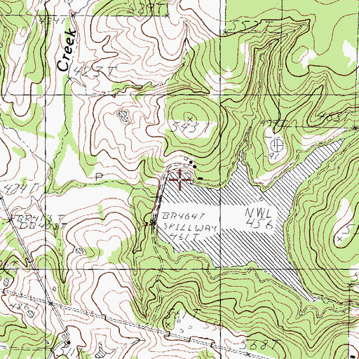 Topographic Map of Thomas Lake Dam, TX