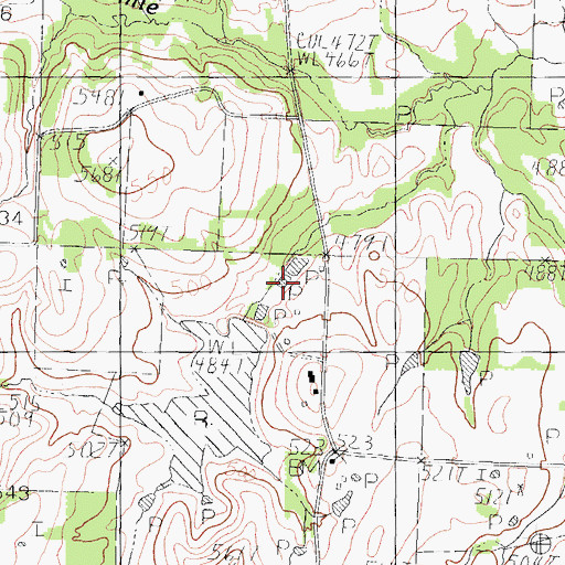 Topographic Map of Tiner Lake Dam, TX