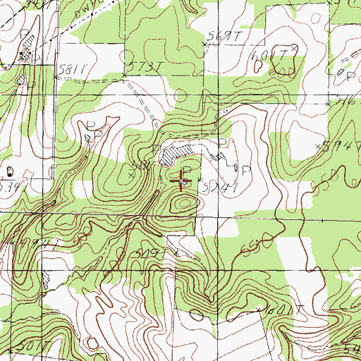 Topographic Map of Dillard Lake Dam, TX