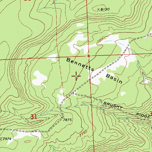 Topographic Map of Bennetts Basin, CO