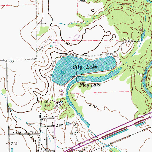 Topographic Map of Trinidad City Lake Dam, TX