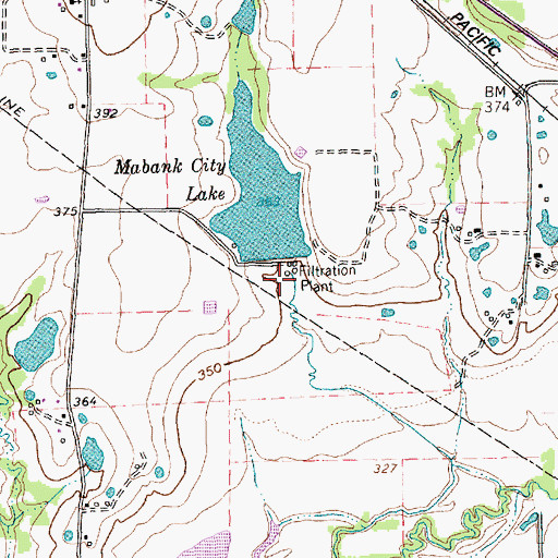 Topographic Map of Mabank City Lake Dam, TX