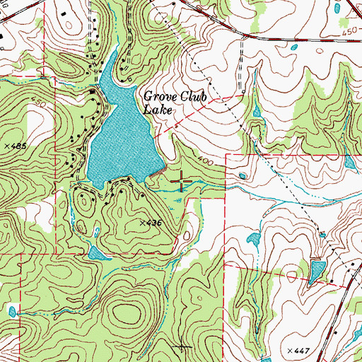 Topographic Map of Grove Club Dam, TX