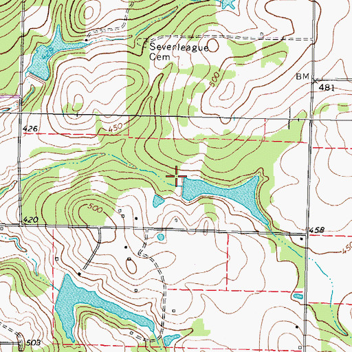 Topographic Map of Tom Clay Lake Dam, TX