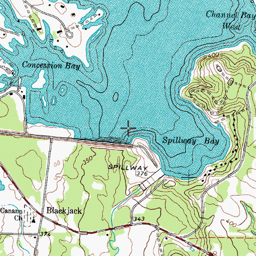 Topographic Map of Whitehouse Dam, TX