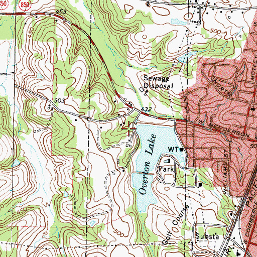 Topographic Map of North Overton Dam, TX