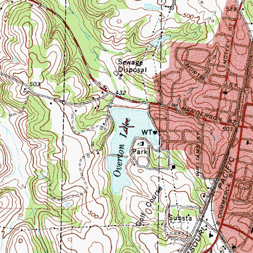 Topographic Map of North Overton Lake, TX