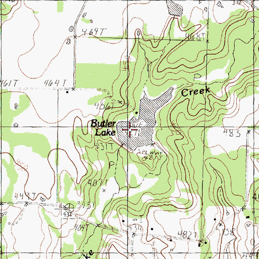 Topographic Map of Butler Dam, TX