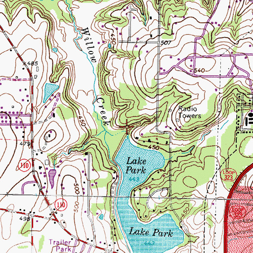 Topographic Map of Lake Park Dam, TX