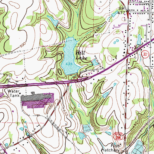 Topographic Map of Hidden Hill Dam, TX