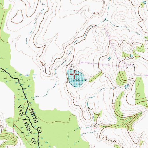 Topographic Map of Powell Lake Dam, TX