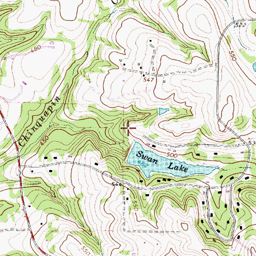 Topographic Map of Swan Lake Dam, TX