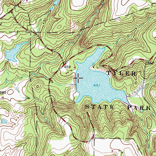 Topographic Map of Tyler State Park Dam, TX