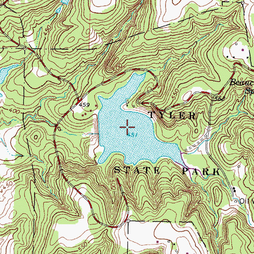 Topographic Map of Tyler State Park Lake, TX