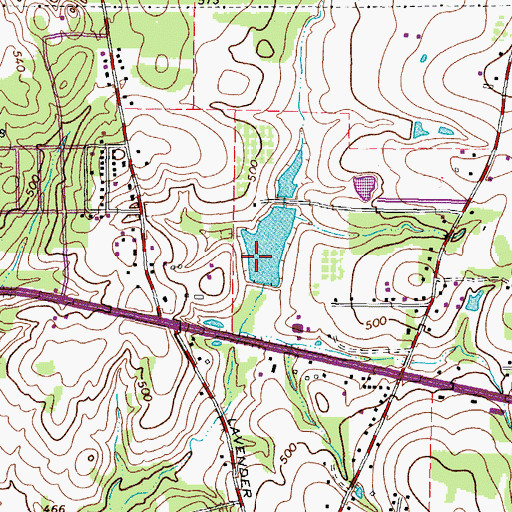Topographic Map of Lenox Lake Dam, TX