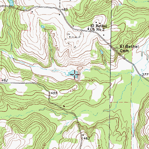 Topographic Map of R W Denman Lake Dam, TX