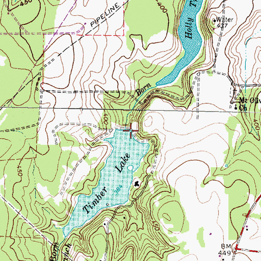 Topographic Map of Timber Lake Dam, TX