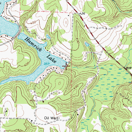 Topographic Map of Hamrick Dam, TX