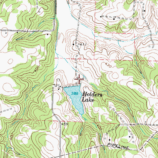 Topographic Map of Holders Lake Dam, TX