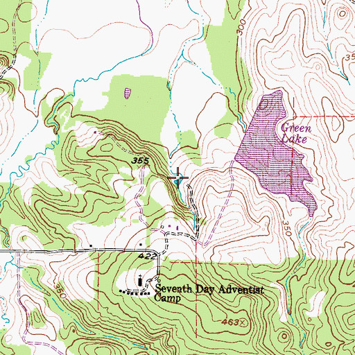 Topographic Map of Green Lake, TX
