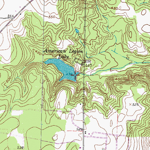 Topographic Map of American Legion Club Lake Dam, TX
