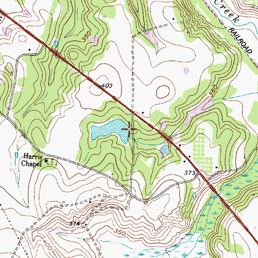Topographic Map of Harris Chapel Lake Dam, TX