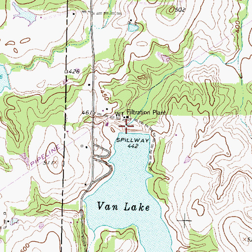 Topographic Map of Van Lake, TX