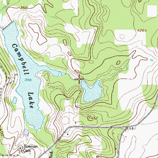 Topographic Map of Reeves Lake Dam, TX