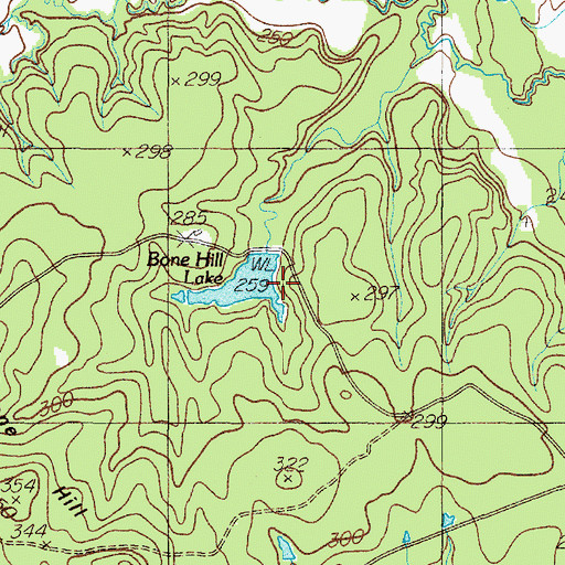 Topographic Map of Bone Hill Lake Dam, TX
