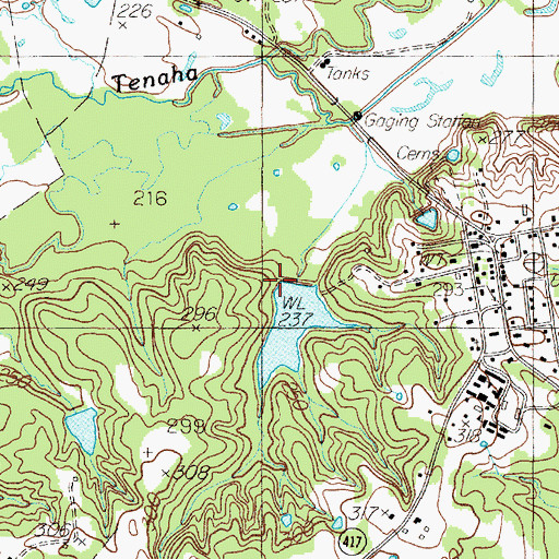 Topographic Map of Windham Lake Dam, TX