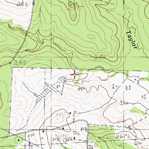 Topographic Map of Alexander Lake Dam, TX