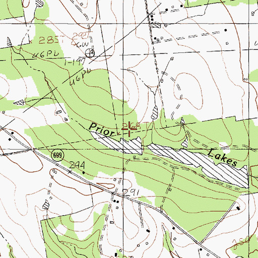 Topographic Map of Prior Lake Number 1 Dam, TX
