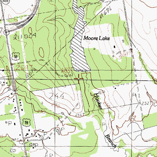 Topographic Map of Moore Lake Dam, TX
