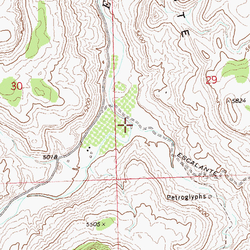 Topographic Map of Dry Fork Escalante Creek, CO