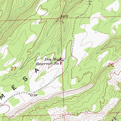 Topographic Map of Dry Mesa Reservoir Number 2, CO