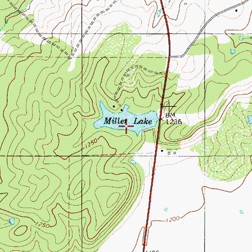 Topographic Map of Miller Dam, TX