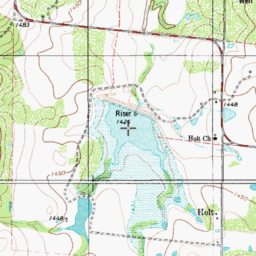 Topographic Map of Soil Conservation Service Site 1 Reservoir, TX