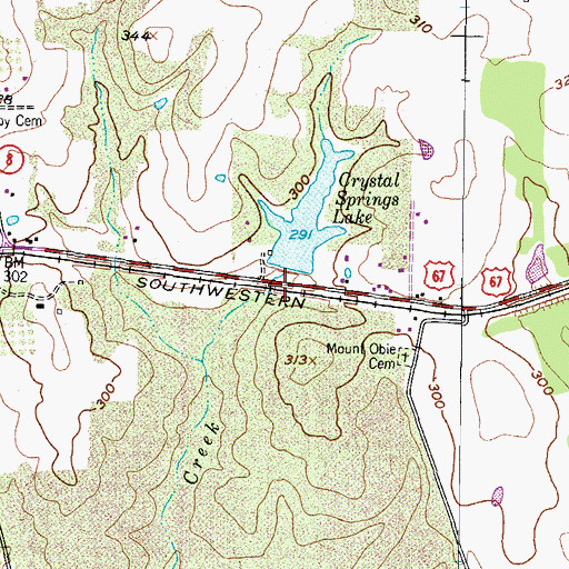 Topographic Map of Crystal Springs Dam, TX