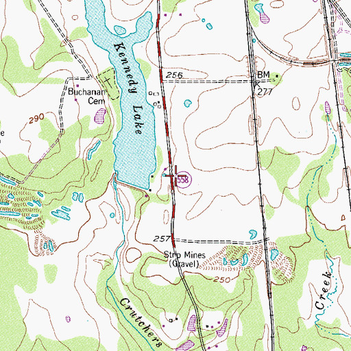 Topographic Map of Kennedy Dam, TX