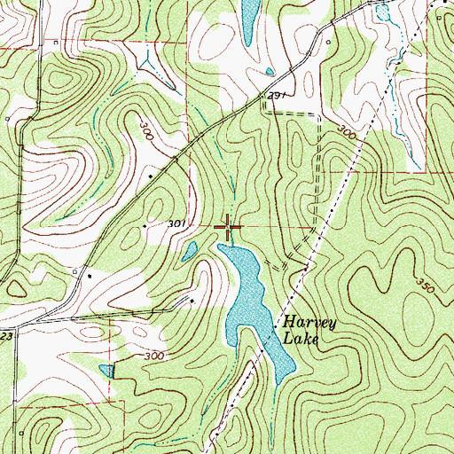 Topographic Map of Harvey Lake Dam, TX