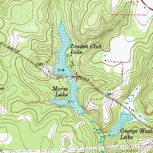Topographic Map of Linden Club Dam, TX
