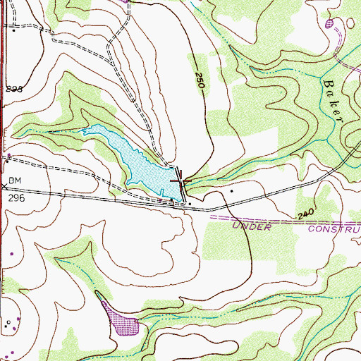 Topographic Map of Caver Lake Dam, TX
