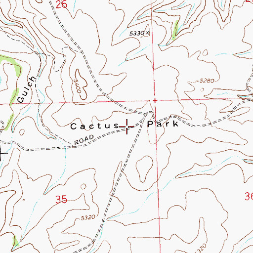 Topographic Map of Cactus Park, CO